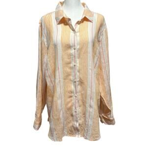 Spartina 449 Size XL 100% Linen Button Up Front Shirt Stripes Spring Summer